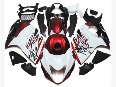 2008-2019 Gloss White with Deep Red Custom Suzuki GSXR 1300 Motorcycle Fairing UK