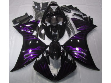 2009-2012 Black & Purple Flame Yamaha R1 Motorcycle Fairing UK