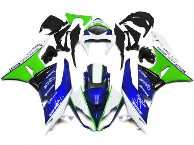 2009-2012 Deep Blue Green and White Kawasaki ZX6R Motorcycle Fairing UK