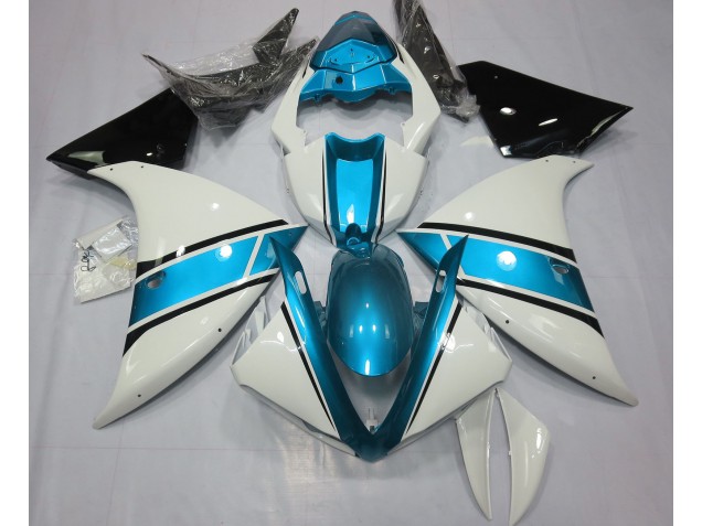 2009-2012 Gloss White and Light Blue Yamaha R1 Motorcycle Fairing UK