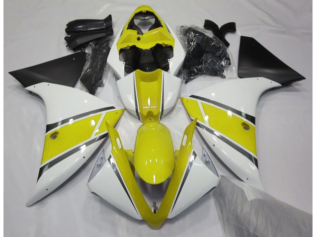 2009-2012 Gloss White and Yellow Yamaha R1 Motorcycle Fairing UK