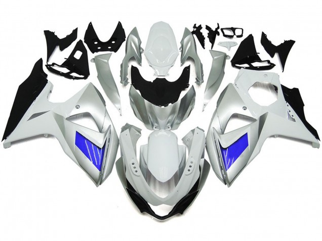 2009-2016 Custom Silver and White with Black Suzuki GSXR 1000 Motorcycle Fairing UK