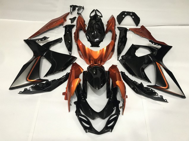 2009-2016 Gloss Black and Shiny Orange Suzuki GSXR 1000 Motorcycle Fairing UK