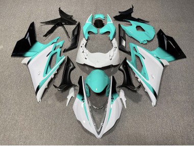 2013-2016 Gloss White and Teal Triumph Daytona 675 Motorcycle Fairing UK