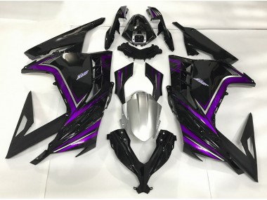 2013-2018 Gloss Black & Purple Kawasaki Ninja 300 Motorcycle Fairing UK