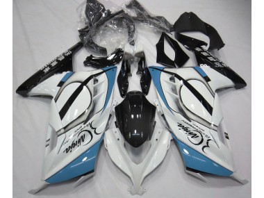 2013-2018 Gloss White & Light Blue Kawasaki Ninja 300 Motorcycle Fairing UK