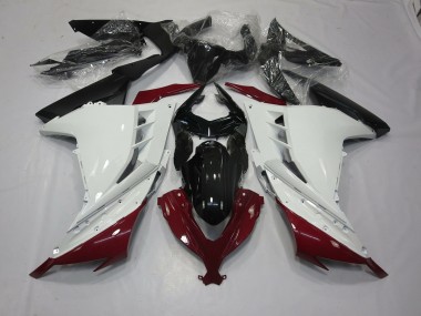 2013-2018 Maroon and White Kawasaki Ninja 300 Motorcycle Fairing UK