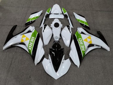 2015-2018 Gloss White Black and Green Yamaha R3 Motorcycle Fairing UK