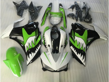 2015-2018 Lime Green and White Shark Yamaha R3 Motorcycle Fairing UK