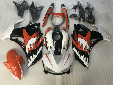 2015-2018 Orange and White Shark Yamaha R3 Motorcycle Fairing UK