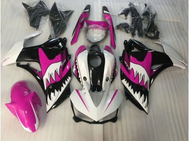 2015-2018 Pink and White Shark Yamaha R3 Motorcycle Fairing UK