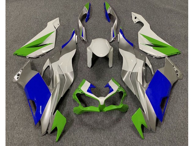 2019-2020 Gloss Green Blue and Silver Kawasaki ZX6R Motorcycle Fairing UK